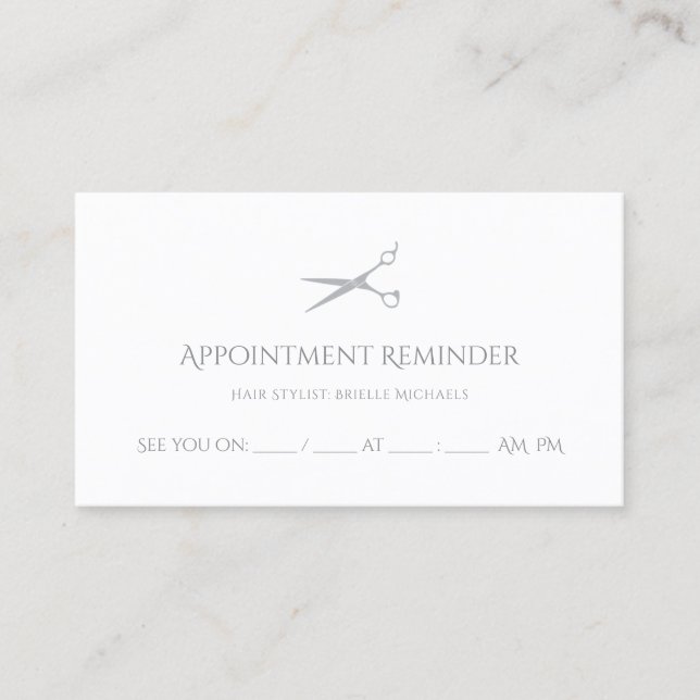 Tarjeta De Citas Simple Hair Stylist Scissors Nombramientos moderno (Anverso)