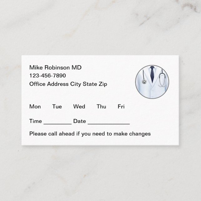 Tarjeta De Citas Simple Nurse Practitioner Appointment Cards (Anverso)