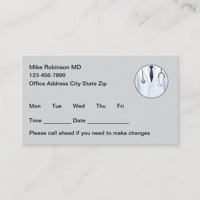 Tarjeta De Citas Simple Nurse Practitioner Appointment Cards (Anverso)
