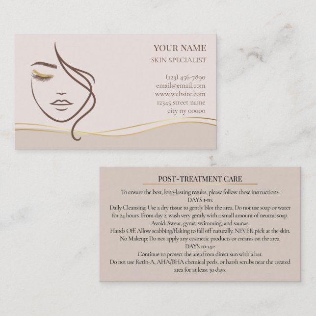 Tarjeta De Citas Skincare & Beauty After Care Card (Anverso / Reverso)