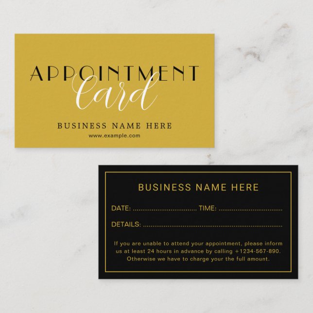 Tarjeta De Citas Sleek Professional Appointment Card for Scheduling (Anverso / Reverso)