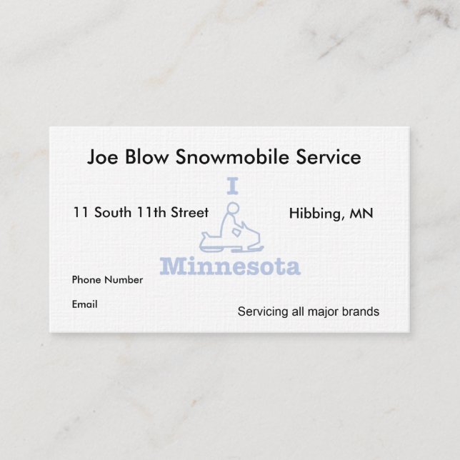Tarjeta De Citas Snowmobile Minnesota (Anverso)