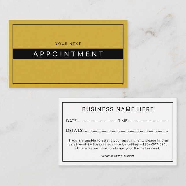 Tarjeta De Citas Sophisticated Professional Elegant (Anverso / Reverso)