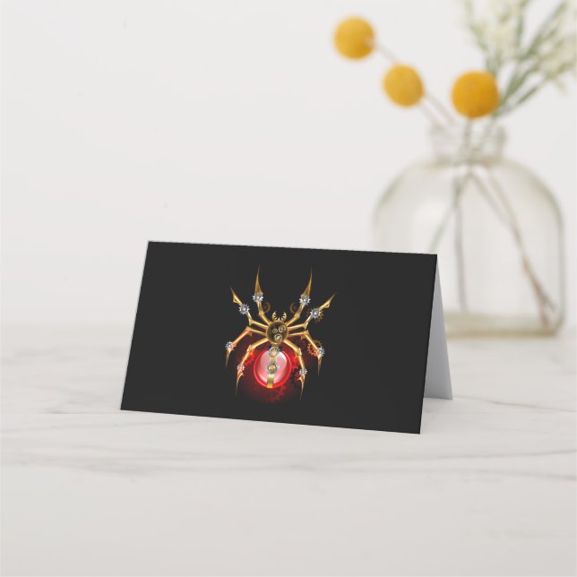 Tarjeta De Citas Steampunk spider on black (Anverso)