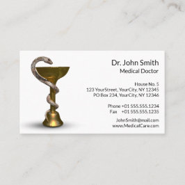 Tarjeta De Citas Tazón medico de bronce Snake Hygieia Caduceus blan