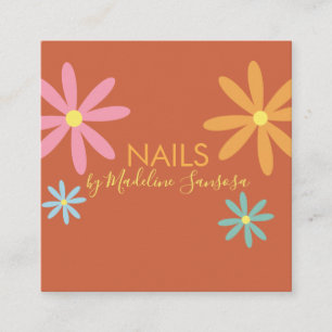 Tarjeta De Citas Técnico de uñas florales Groovy