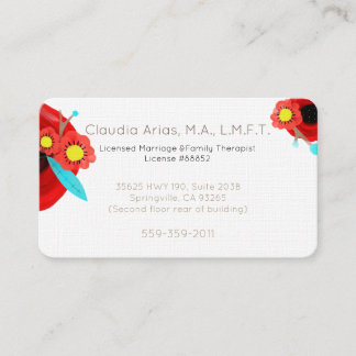 Tarjeta De Citas Terapeuta Familiar Matrimonio Amor