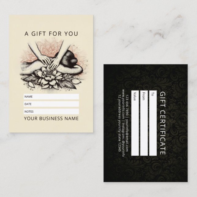 Tarjeta De Citas Terapia Masajista Manos Curadoras Energía Spa Well (Anverso / Reverso)