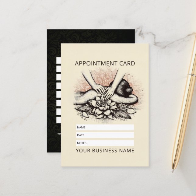 Tarjeta De Citas Terapia Masajista Manos Curadoras Energía Spa Well (Anverso/Reverso In Situ)