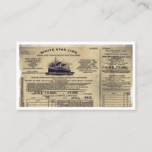 Tarjeta De Citas Ticket RMS Titanic 1912
