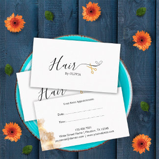 Tarjeta De Citas Tijeras Doradas Elegantes Peluquería Salón de Bell