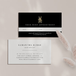 Tarjeta De Citas Tijeras florales de oro   Salón del pelo o Estilis