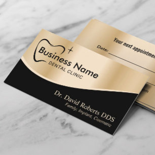 Tarjeta De Citas Tipografía dental dental moderna Oro Odontológico