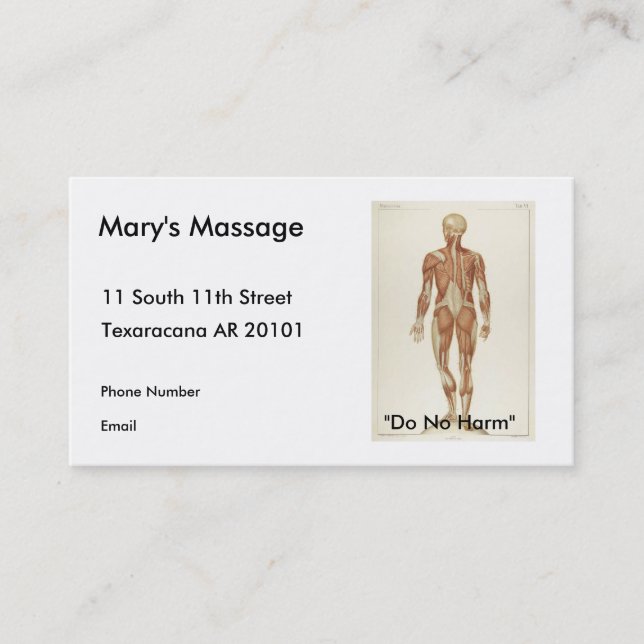 Tarjeta De Citas Trasero de la anatomía (Anverso)