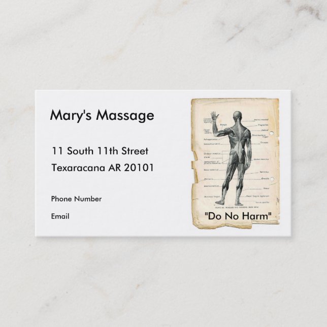 Tarjeta De Citas Trasero de la anatomía (Anverso)