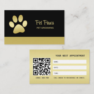 Tarjeta De Citas Traza dorada de perro brillante en el servicio de 