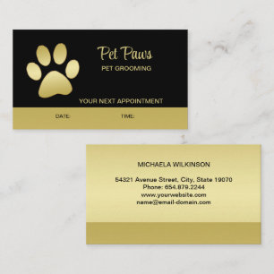 Tarjeta De Citas Traza dorada de perro brillante en el servicio de 
