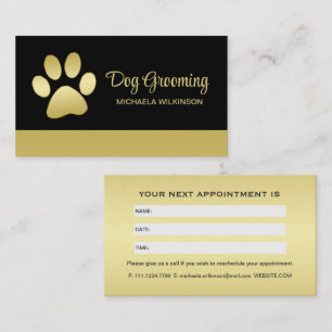Tarjeta De Citas Traza dorada de perro brillante en el servicio de 
