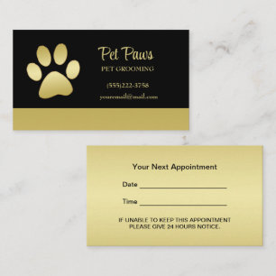 Tarjeta De Citas Traza dorada de perro brillante en el servicio de 