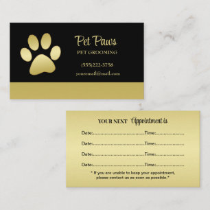 Tarjeta De Citas Traza dorada de perro brillante en el servicio de 