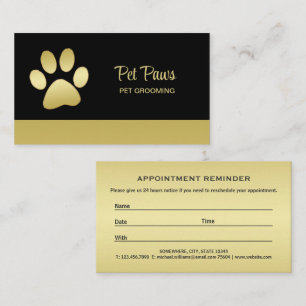 Tarjeta De Citas Traza dorada de perro brillante en el servicio de 