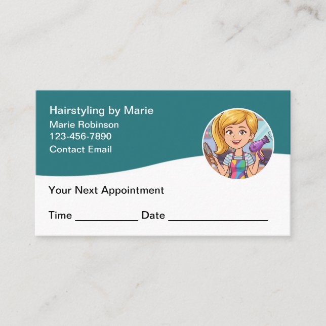 Tarjeta De Citas Trendy Hairstylist Appointment Cards (Anverso)