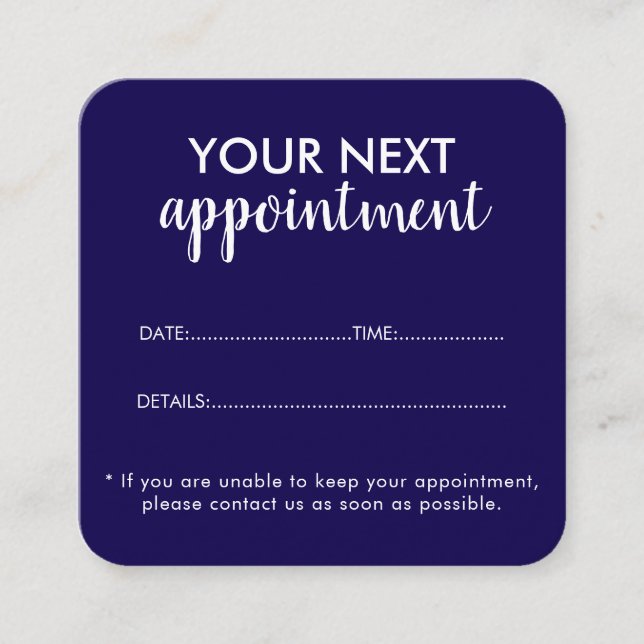 Tarjeta De Citas Trendy Modern Salon Appointment Reminder Card (Anverso)