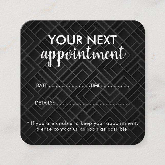 Tarjeta De Citas Trendy Modern Salon Appointment Reminder Card (Anverso)