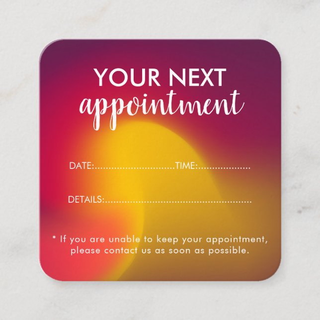Tarjeta De Citas Trendy Modern Salon Appointment Reminder Card (Anverso)