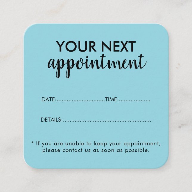 Tarjeta De Citas Trendy Modern Salon Appointment Reminder Card (Anverso)