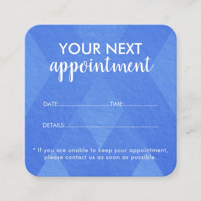 Tarjeta De Citas Trendy Modern Salon Appointment Reminder Card (Anverso)