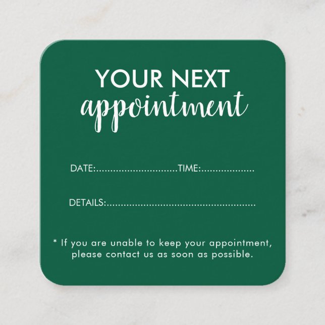 Tarjeta De Citas Trendy Modern Salon Appointment Reminder Card (Anverso)