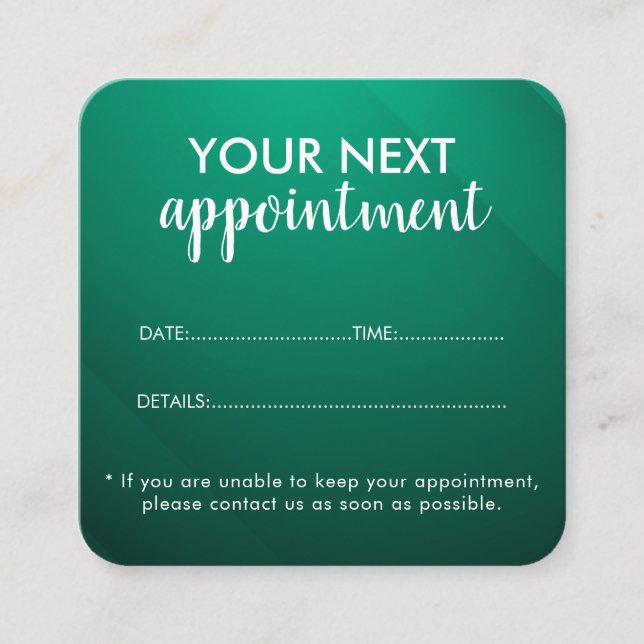 Tarjeta De Citas Trendy Modern Salon Appointment Reminder Card (Anverso)