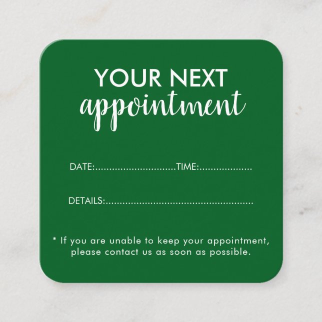 Tarjeta De Citas Trendy Modern Salon Appointment Reminder Card (Anverso)