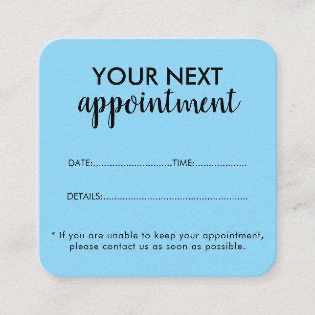 Tarjeta De Citas Trendy Modern Salon Appointment Reminder Card (Anverso)