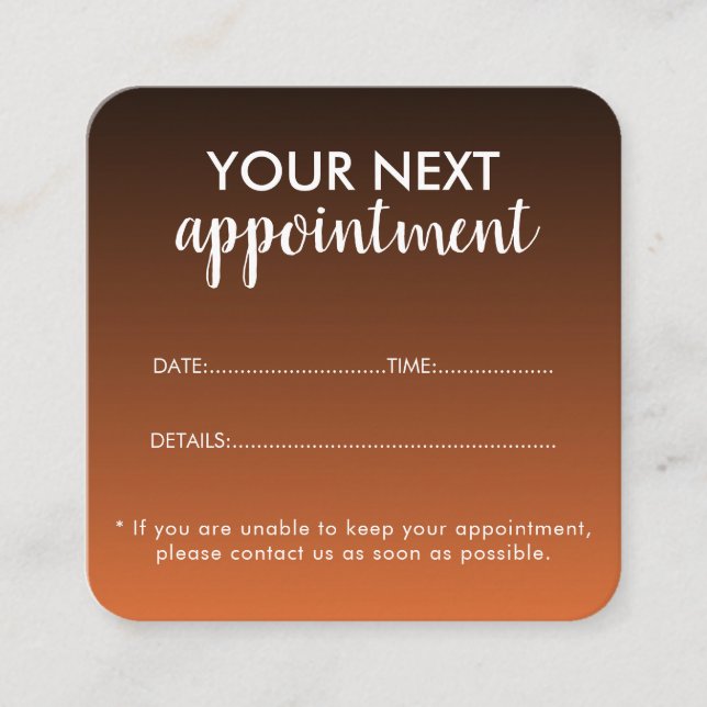 Tarjeta De Citas Trendy Modern Salon Appointment Reminder Card (Anverso)