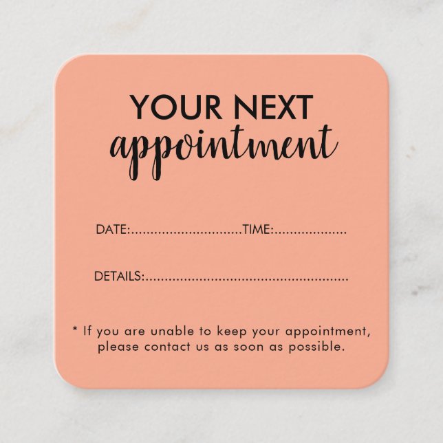 Tarjeta De Citas Trendy Modern Salon Appointment Reminder Card (Anverso)