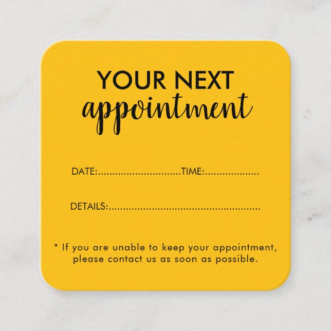 Tarjeta De Citas Trendy Modern Salon Appointment Reminder Card (Anverso)