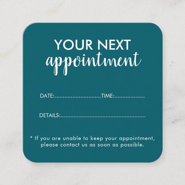 Tarjeta De Citas Trendy Modern Salon Appointment Reminder Card (Anverso)