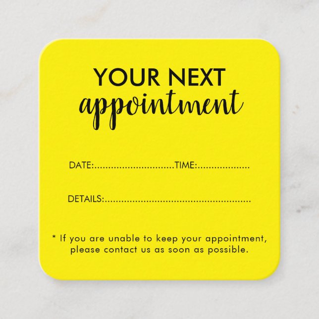 Tarjeta De Citas Trendy Modern Salon Appointment Reminder Card (Anverso)