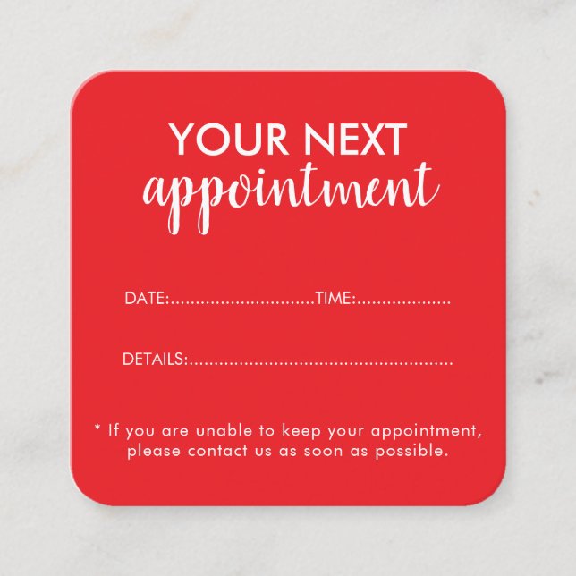 Tarjeta De Citas Trendy Modern Salon Appointment Reminder Card (Anverso)