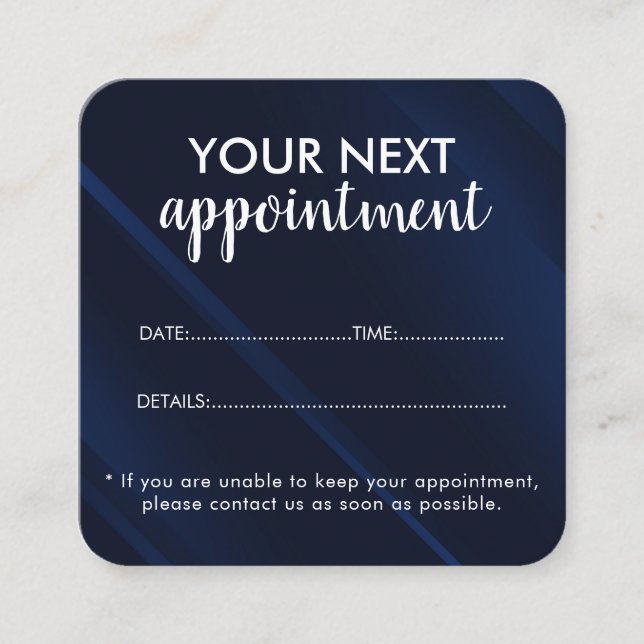Tarjeta De Citas Trendy Modern Salon Appointment Reminder Card (Anverso)