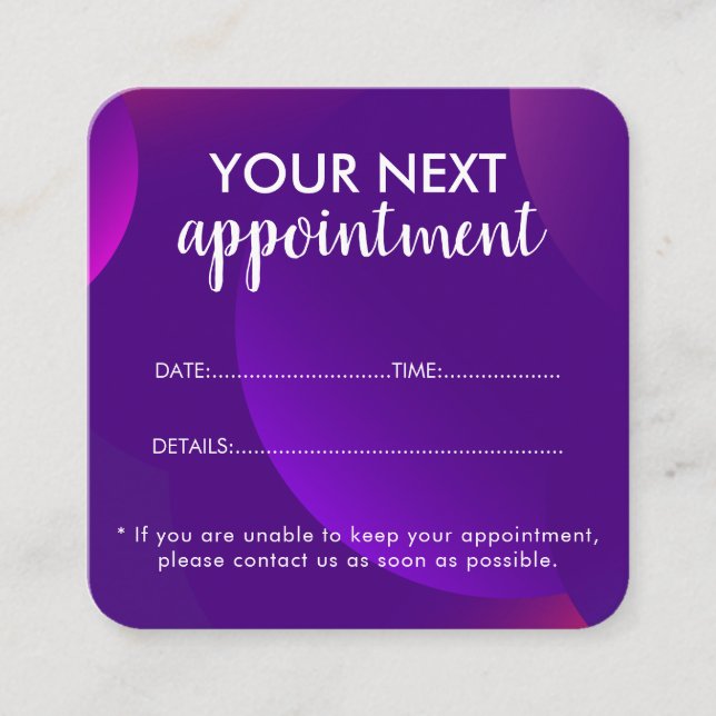 Tarjeta De Citas Trendy Modern Salon Appointment Reminder Card (Anverso)