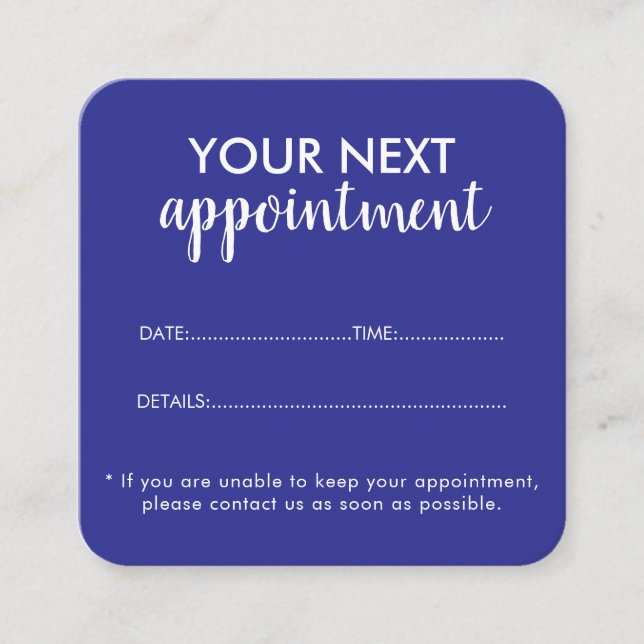 Tarjeta De Citas Trendy Modern Salon Appointment Reminder Card (Anverso)