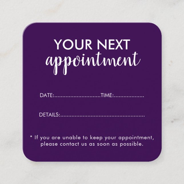 Tarjeta De Citas Trendy Modern Salon Appointment Reminder Card (Anverso)