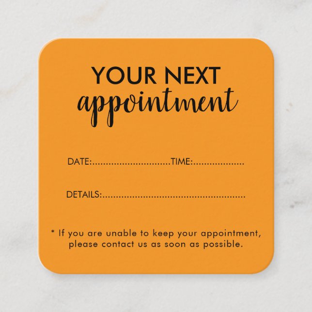Tarjeta De Citas Trendy Modern Salon Appointment Reminder Card (Anverso)