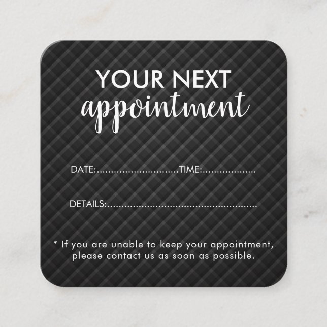 Tarjeta De Citas Trendy Modern Salon Appointment Reminder Card (Anverso)