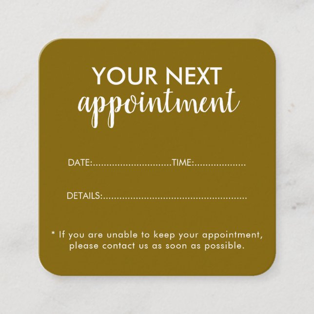 Tarjeta De Citas Trendy Modern Salon Appointment Reminder Card (Anverso)