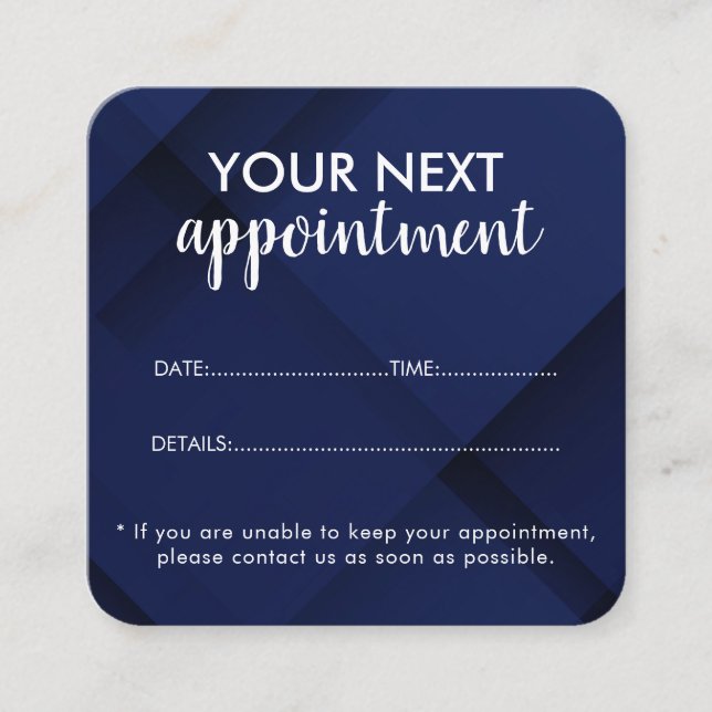 Tarjeta De Citas Trendy Modern Salon Appointment Reminder Card (Anverso)