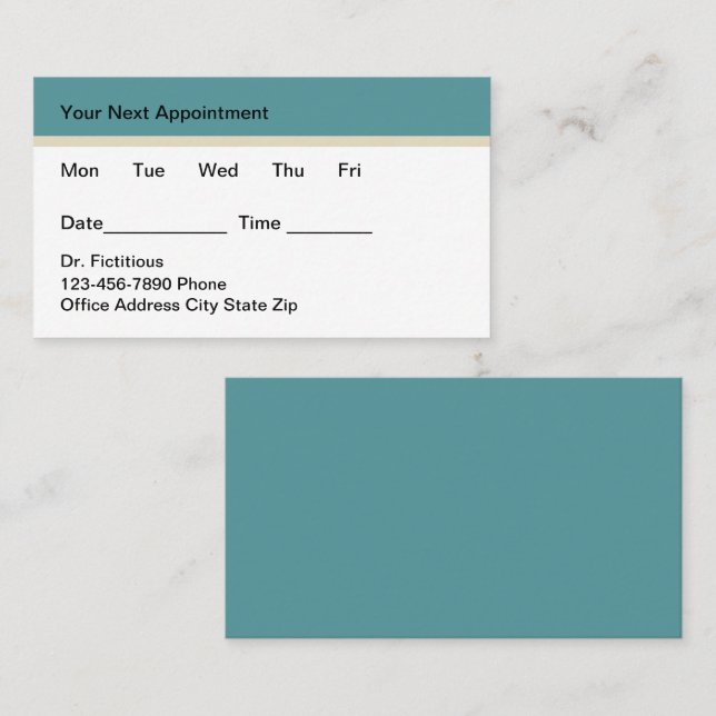Tarjeta De Citas Trendy Simple Medica Appointment Business Cards (Anverso / Reverso)